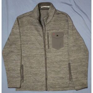 Criquet Sweater Mens Large Heathered Gray Full Zip Preppy Golf Pocket Fleece